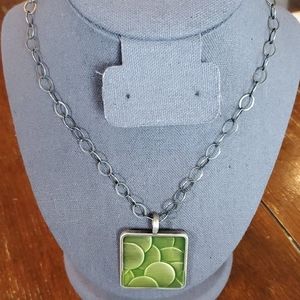 Silpada chain w/ green enamel pendant